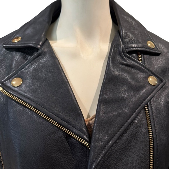 NEW Moschino x H&M Collaboration Cropped Black Leather Moto Jacket - Picture 2 of 14